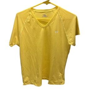 NWT Under Armour Heat Gear Yellow Women’s Short Sleeve Tee Shirt Size Large